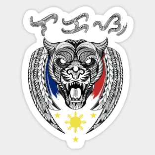 Tribal line Art Tiger / Baybayin word Lakas (Strength) Sticker